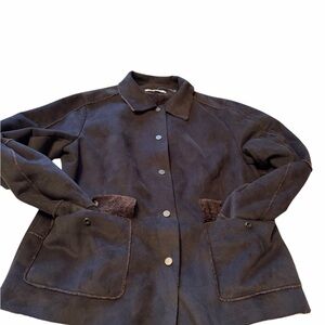 CAbi #335 Brown Faux Suede Sherling jacket Size Large-NWOT
